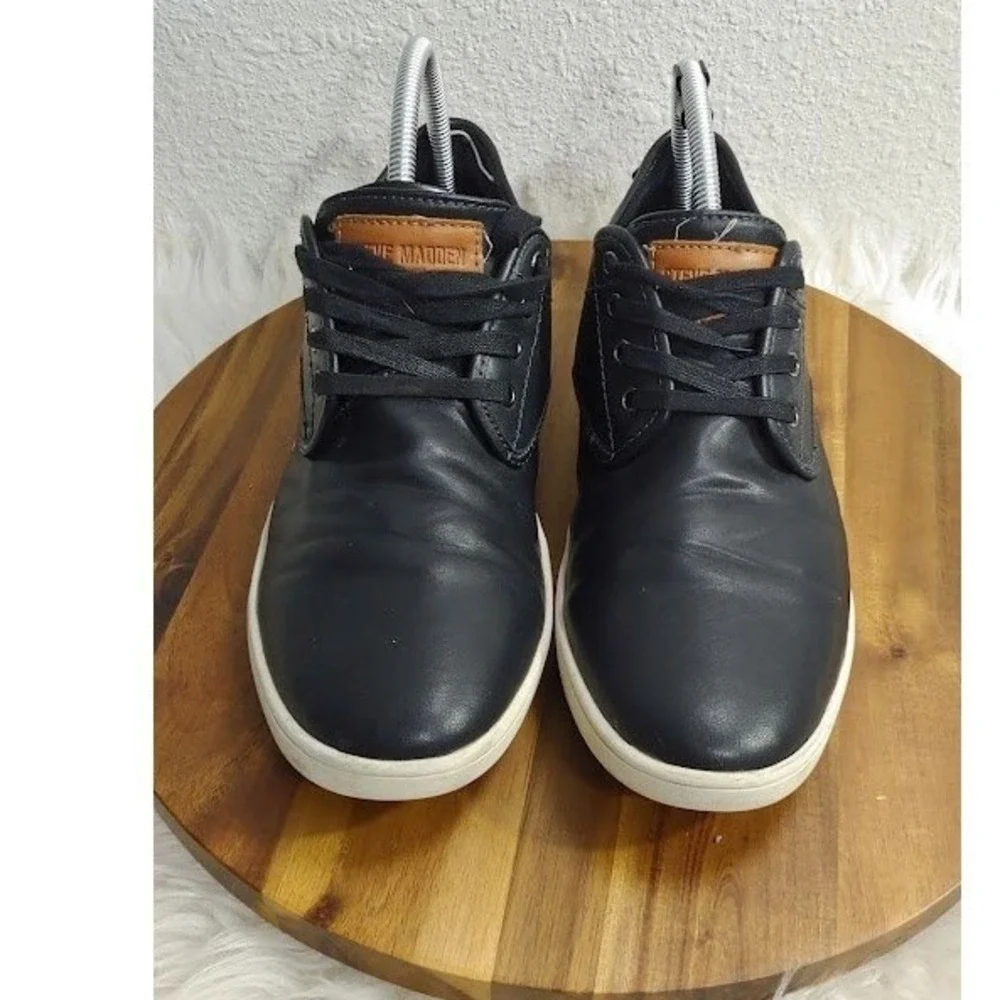 Steve Madden Men Black Tan Casual Sneakers‎ Low Top Lace Up Shoes 10M Office